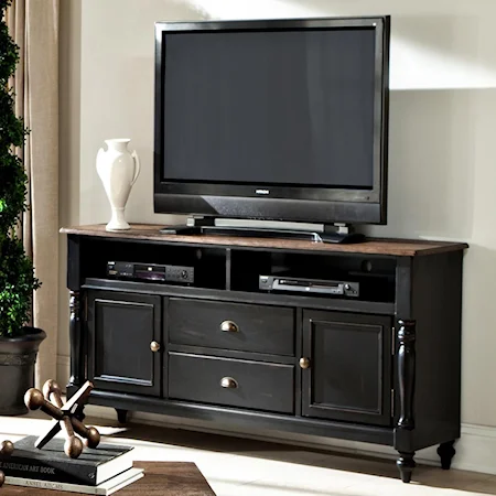 64" Entertainment Console with Cord Management Holes